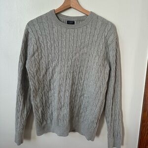 J. Crew Men's Light Gray Cable Knit Crewneck Sweater